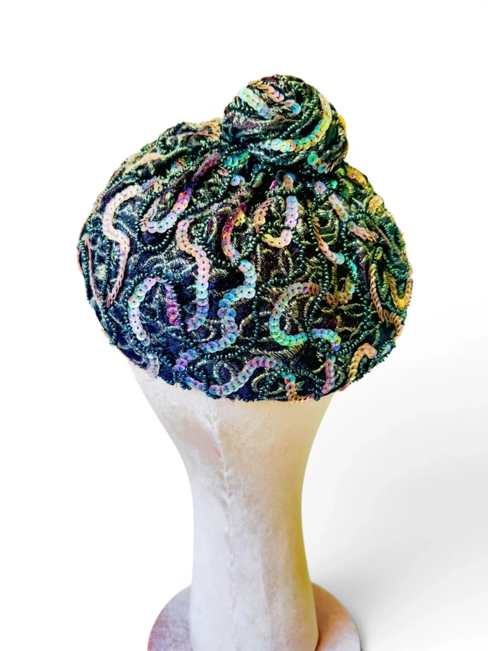 Vintage 1950's Frances & Walter Nelkin‎ Iridescent Sequin Hat